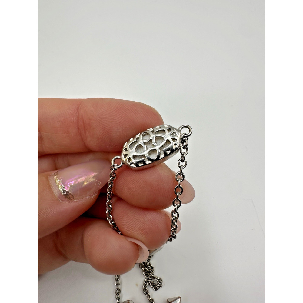 Kendra Scott Elaina Silver Bracelet Ivory Mother of Pearl Adjustable Slider - Picture 5 of 6